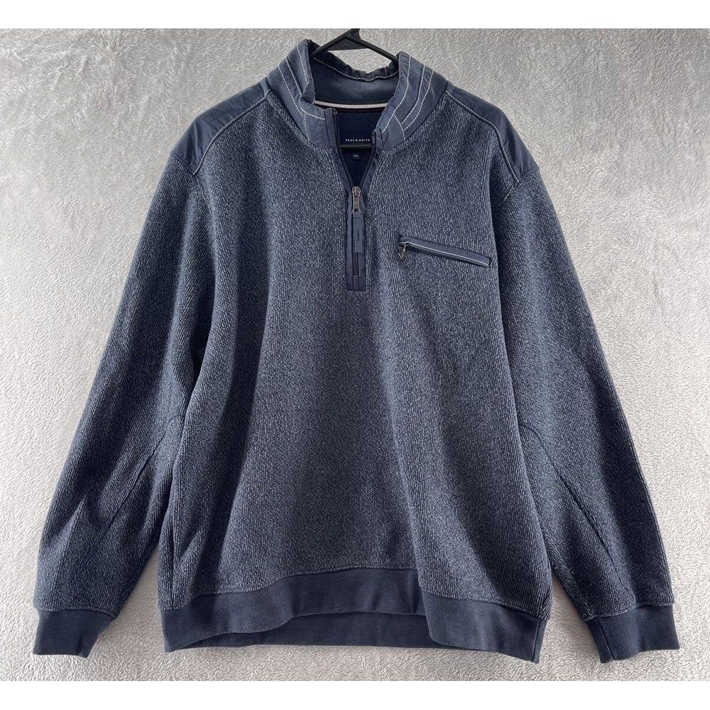 Paul R Smith Sweatshirt Men's XXL Slate Blue Quarter Zip Fleece Pullover